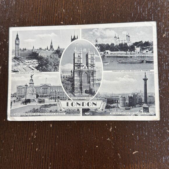 London Westminster Abbey Vintage 1957 Postcard Parliament Square River Thames - Picture 1 of 2